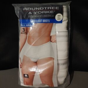 Roundtree & Yorke Men's 44 Tall Man Full Cut Briefs White 3 Briefs
